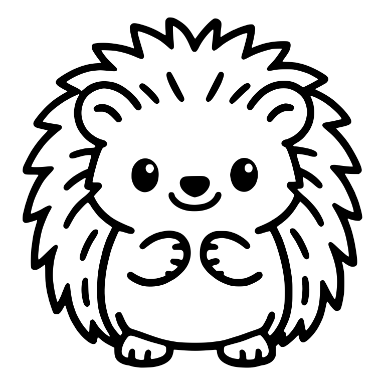 Standing Hedgehog With Paws Clasped And Spiky Quills — free animal SVG cut file