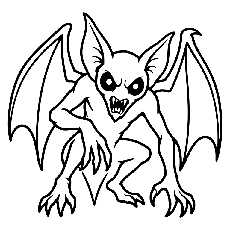 Crouching Bat Monster With Big Ears — free fantasy-creature SVG cut file