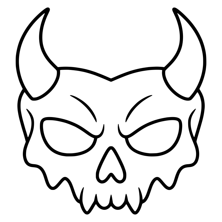Horned Devil Skull Mask With Angry Brow Lines — free objects SVG cut file