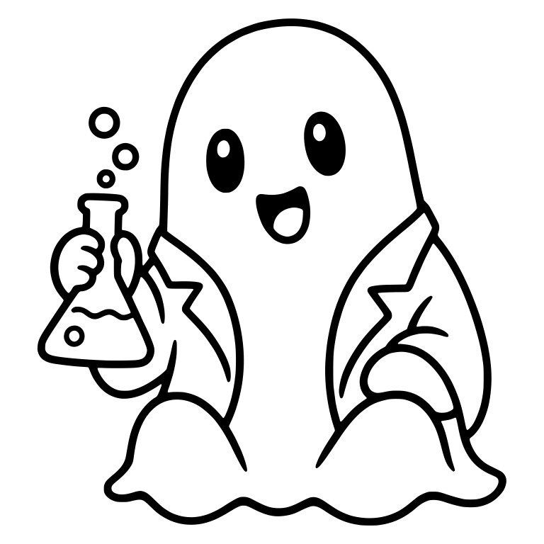 Ghost Scientist In Lab Coat With Wavy Liquid Flask — free fantasy-creature SVG cut file
