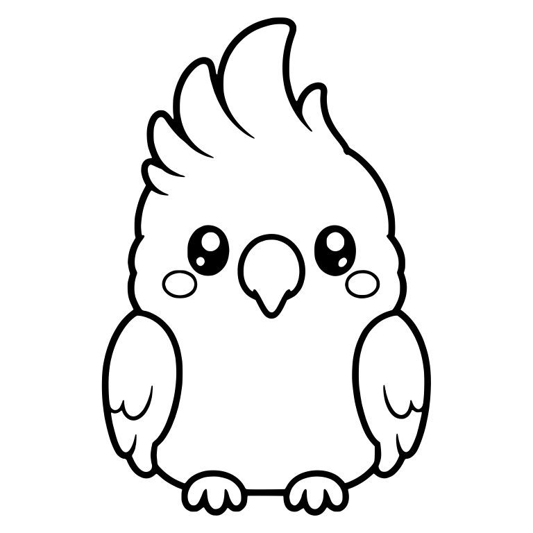 Kawaii Cockatoo with Tall Crest and Blushing Cheeks — free animal SVG cut file