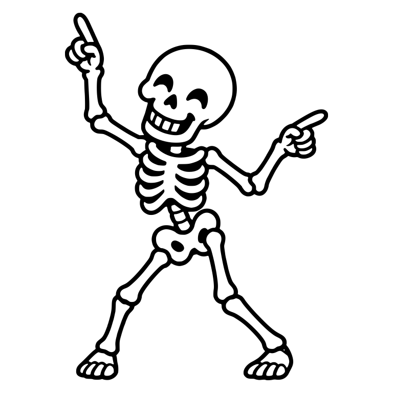 Retro Skeleton Pointing Two Ways With Big Laugh — free skeleton SVG cut file