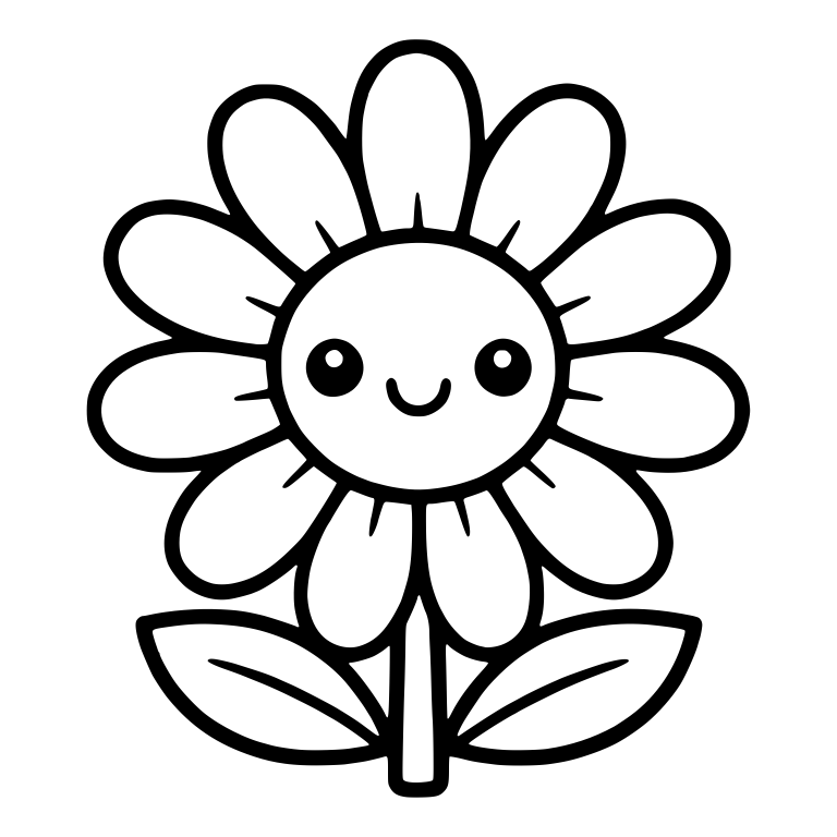 Smiling Daisy With Long Petals and Spiky Lines — free floral SVG cut file