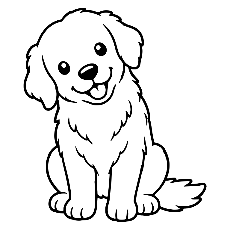 Happy Golden Retriever Puppy Sitting With Head Tilt — free animal SVG cut file