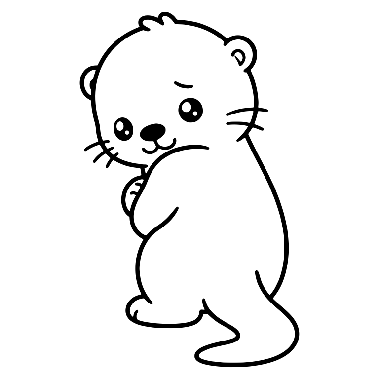 Kawaii Otter Glancing Back Over Its Shoulder — free animal SVG cut file
