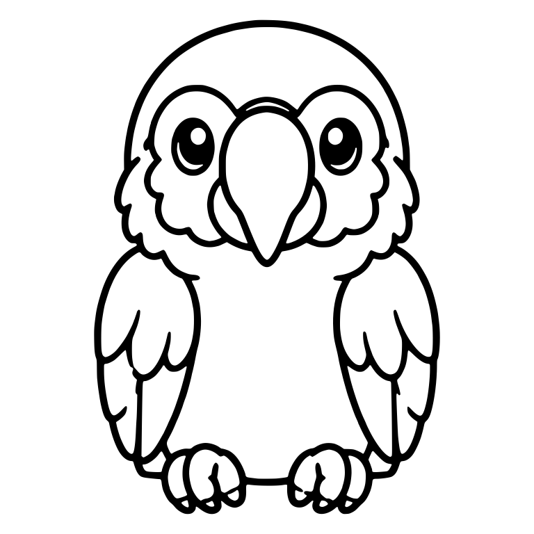 Front-Facing Sitting Macaw with Big Beak and Face Patches — free animal SVG cut file