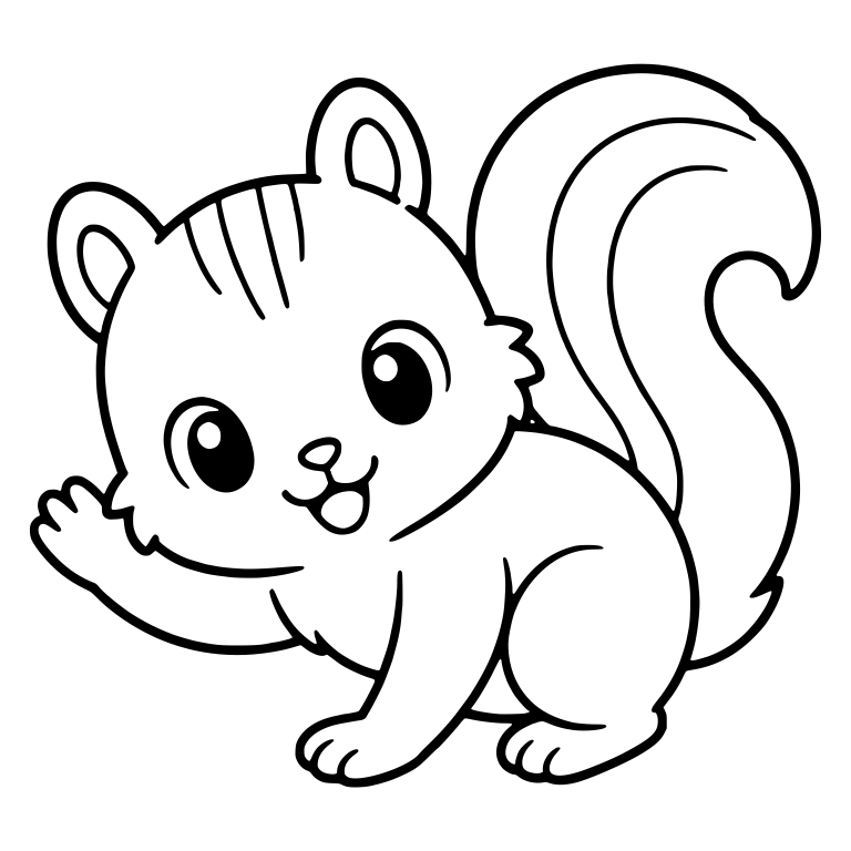 Squirrel Waving One Paw With Striped Head and Tail — free animal SVG cut file