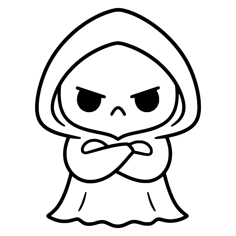Scowling Pointed-Hood Grim Reaper With Arms Crossed — free characters SVG cut file