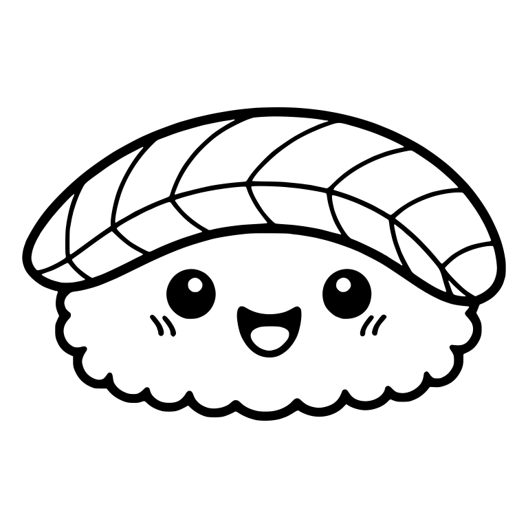 Open Mouth Fish Nigiri With Round Eyes And Blush Marks — free food SVG cut file