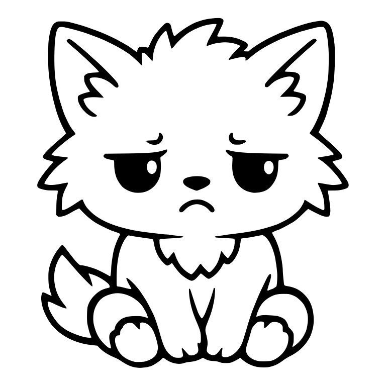 Pouting Wolf Pup Sitting With Droopy Eyes — free animal SVG cut file