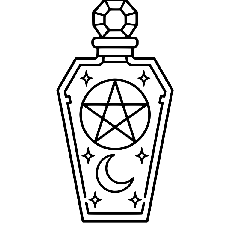 Coffin Bottle with Pentagram, Crescent Moon and Stars — free objects SVG cut file