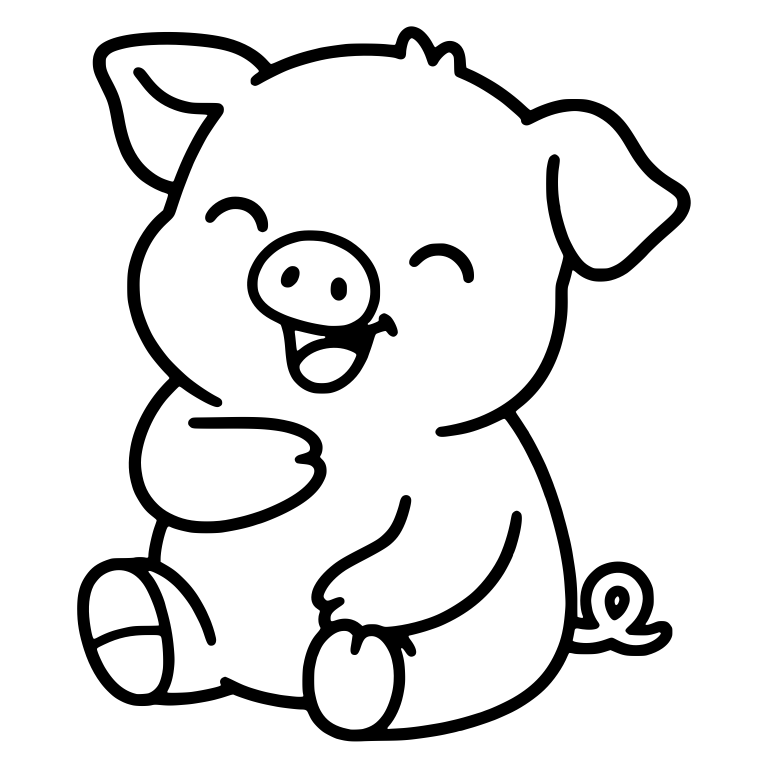 Sitting Piglet Laughing With Hand On Belly — free animal SVG cut file