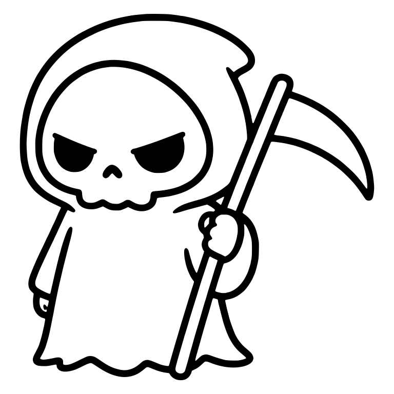 Moody Grim Reaper Gripping A Tall Scythe — free characters SVG cut file