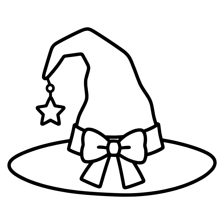 Wide-Brim Witch Hat with Bow and Dangling Star — free objects SVG cut file