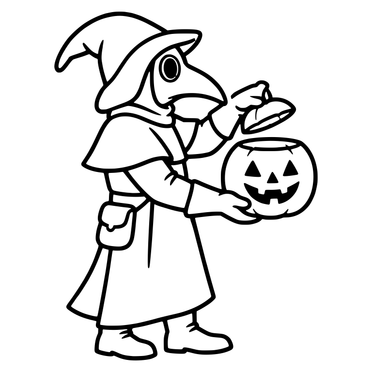 Plague Doctor Holding Jack-O'-Lantern With Lifted Lid — free characters SVG cut file
