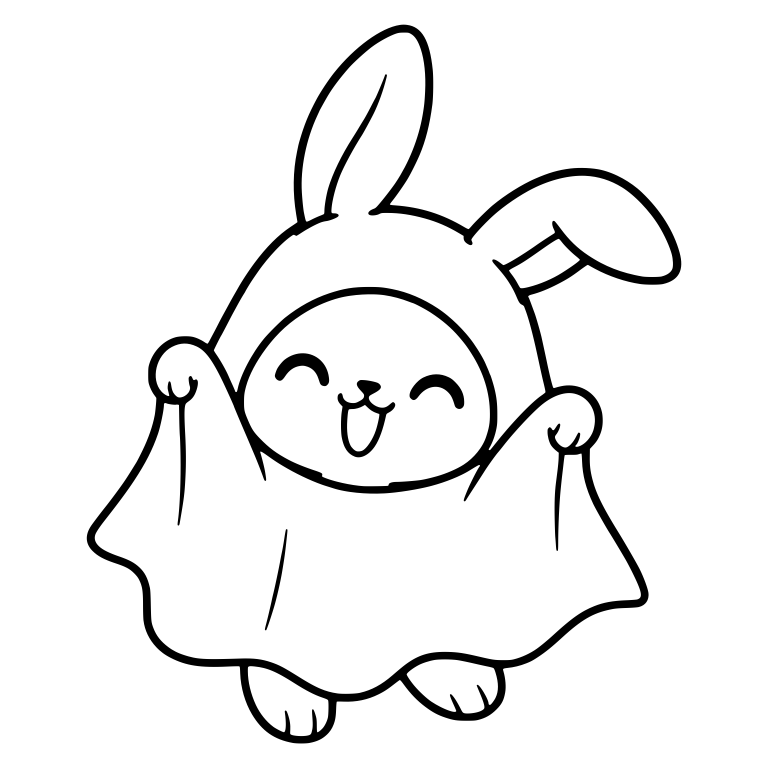 Laughing Bunny Holding Up a Ghost Sheet — free animal SVG cut file