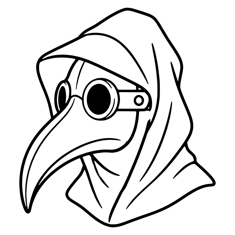 Side View Plague Doctor With Goggles and Long Curved Beak — free characters SVG cut file