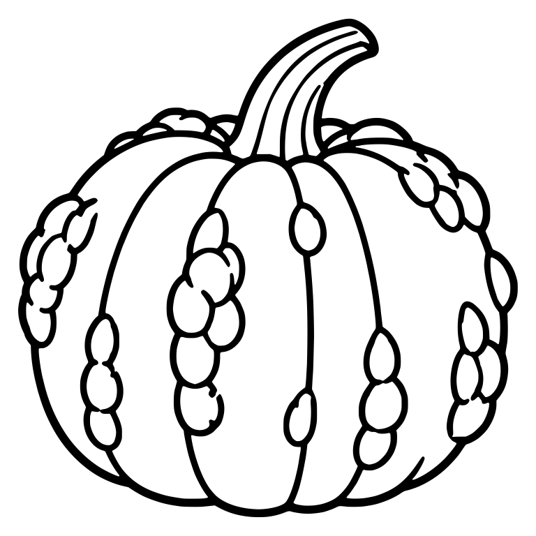Warty Pumpkin with Clustered Bumps and Curved Stem — free floral SVG cut file