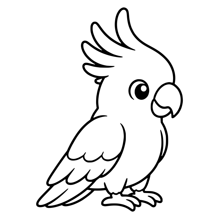 Cockatoo Standing With Tall Swept-Up Crest — free animal SVG cut file