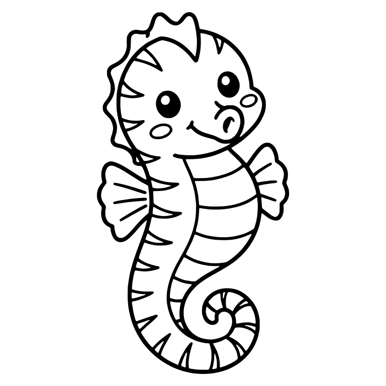 Striped Seahorse With Two Side Fins and Rosy Cheeks — free animal SVG cut file