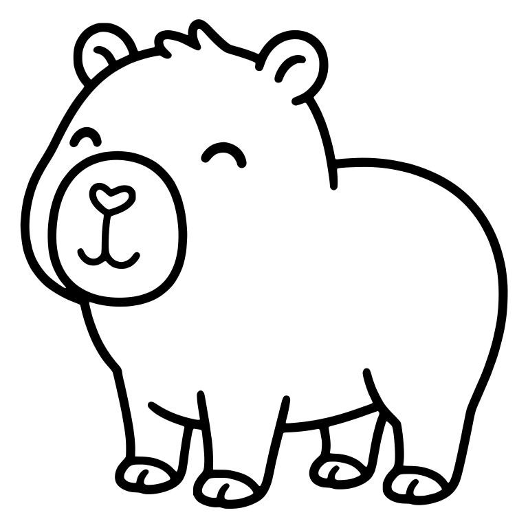 Smiling Capybara Standing with Heart-Shaped Nose — free animal SVG cut file
