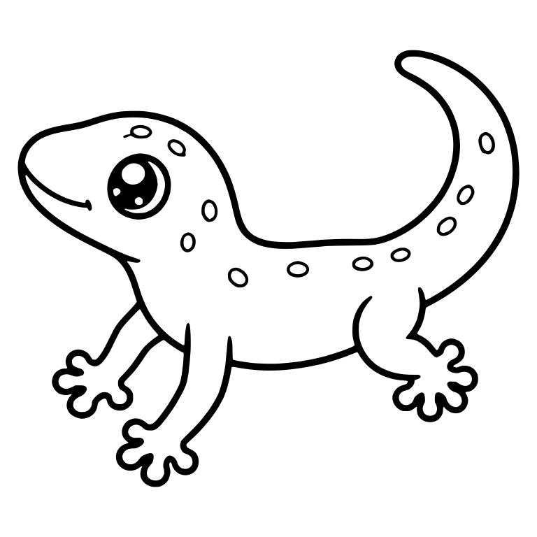 Spotted Gecko Walking Side View with Tail Arched Up — free animal SVG cut file