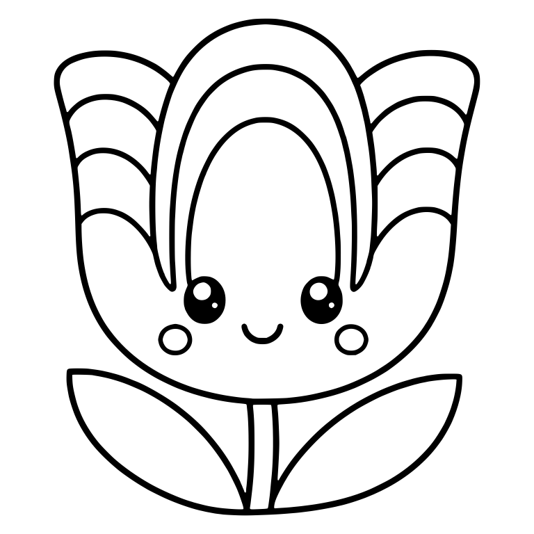 Rainbow Arch Tulip With Leaves And Blushing Face — free floral SVG cut file
