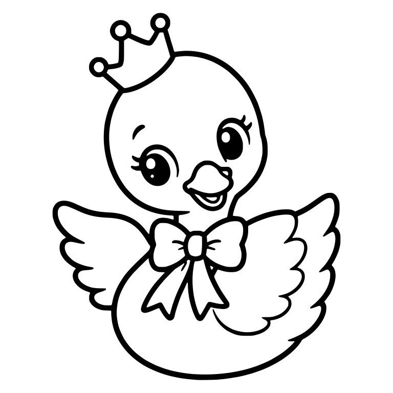 Baby Swan With Crown and Big Neck Bow — free animal SVG cut file
