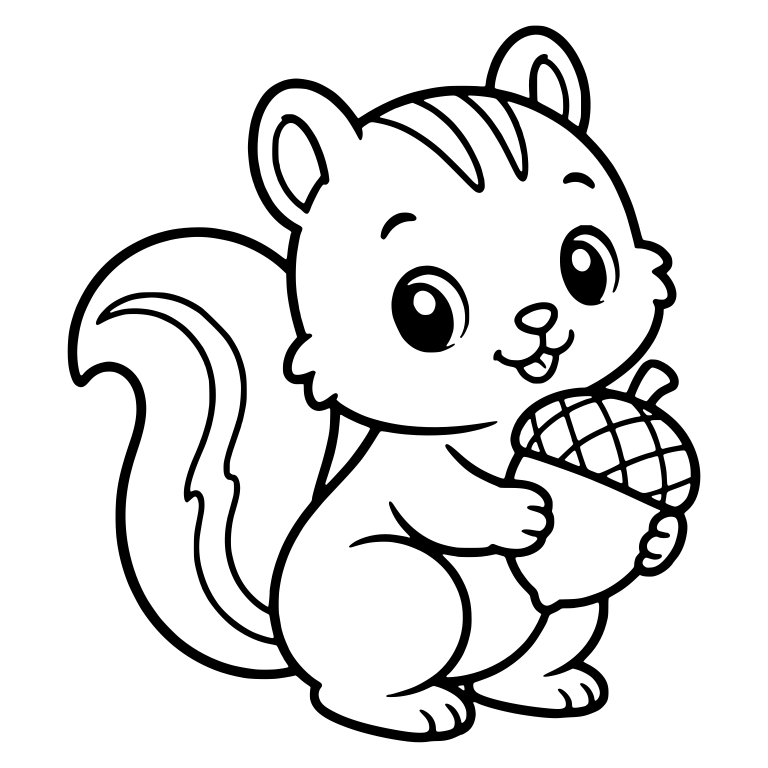 Kawaii Squirrel Hugging a Big Acorn — free animal SVG cut file