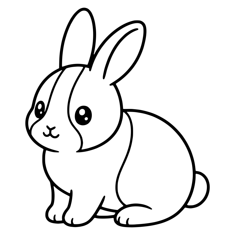 Kawaii Dutch Bunny Sitting Turned Left With Face Blaze — free animal SVG cut file