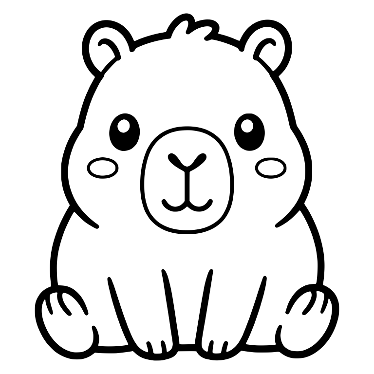 Chubby Baby Capybara Sitting with Big Eyes and Blush — free animal SVG cut file