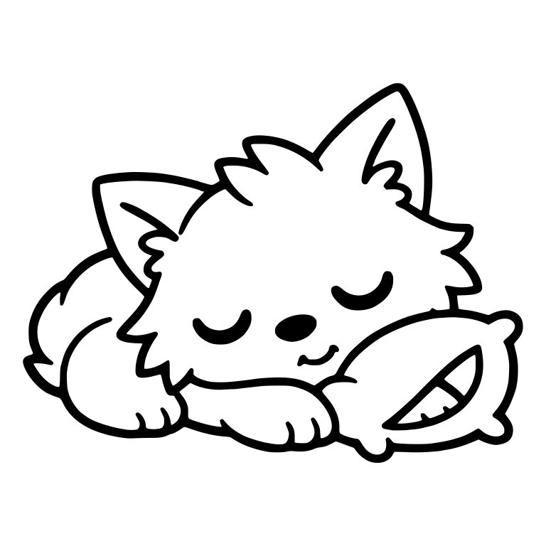 Sleeping Kawaii Wolf Pup Resting on a Pillow — free animal SVG cut file