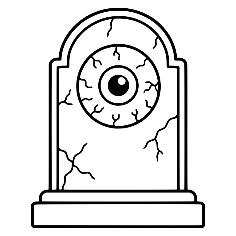 Arched Gravestone with Eyeball and Cracks — free objects SVG cut file