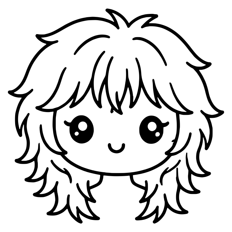 Long Shaggy Layers Girl With Tufted Crown And Soft Smile — free characters SVG cut file