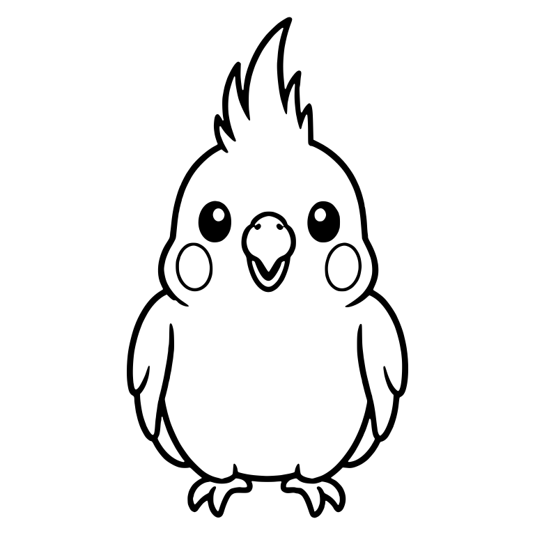 Front-Facing Cockatiel with Tall Crest and Round Cheeks — free animal SVG cut file