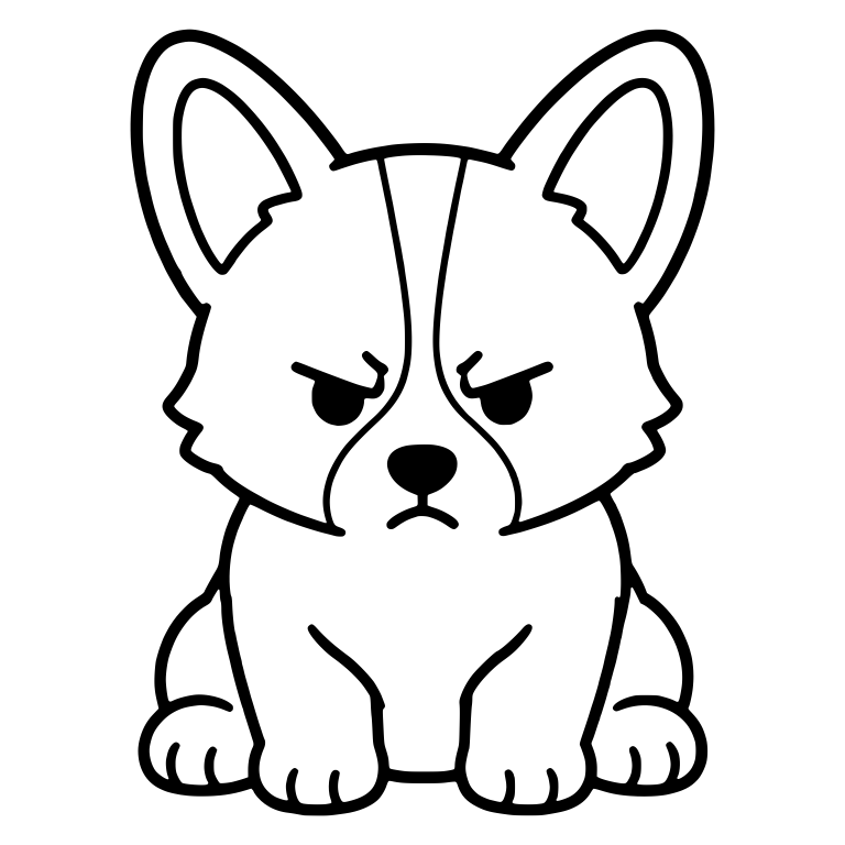 Grumpy Corgi Puppy Sitting Tall With Paws Together — free animal SVG cut file