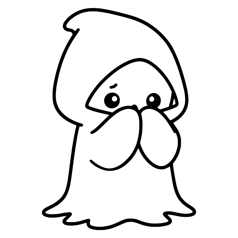 Worried Hooded Figure Covering Mouth with Both Hands — free characters SVG cut file