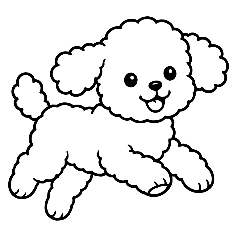 Bounding Toy Poodle Puppy With Curly Ears — free animal SVG cut file