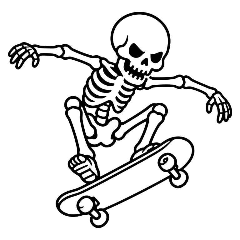 Skeleton Doing Midair Skateboard Trick — free skeleton SVG cut file