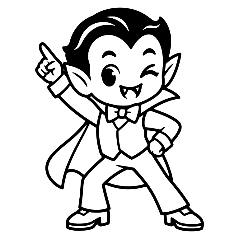 Winking Disco Vampire Pointing Up In Cape — free fantasy-creature SVG cut file