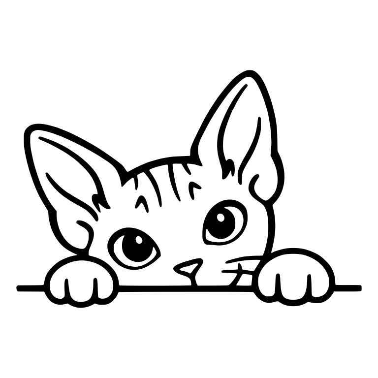 Big-Eared Cat Peeking Over Ledge Looking Sideways — free animal SVG cut file