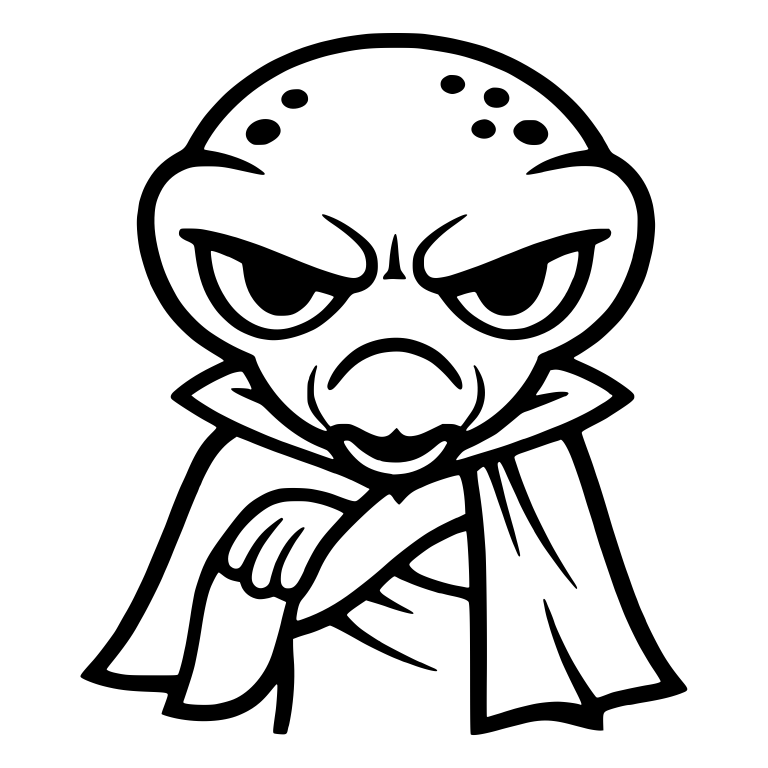 Grumpy Bald Alien in a Cape With Arms Crossed — free fantasy-creature SVG cut file