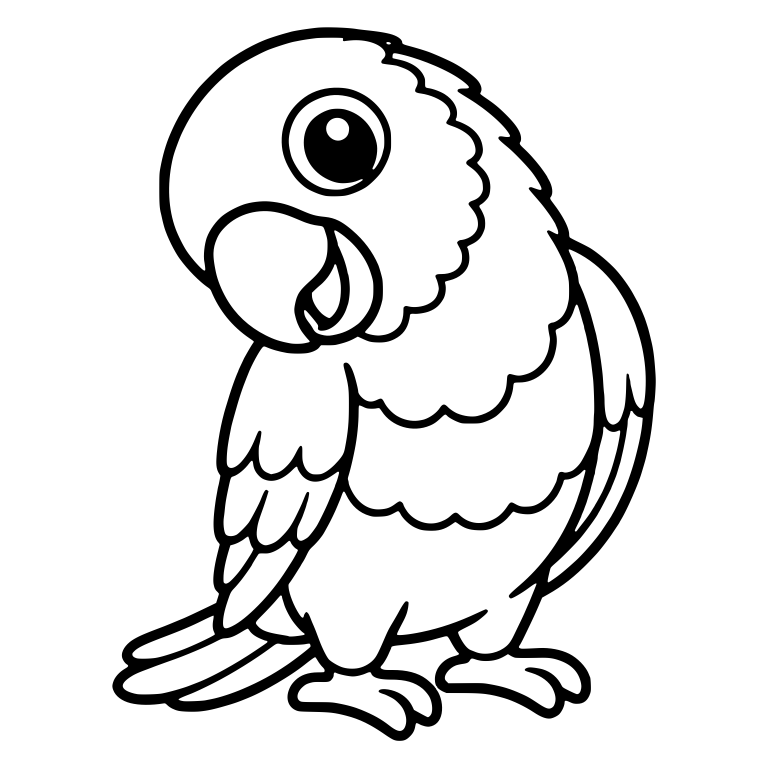 Chirping Parrot With Head Tilted Down And Open Beak — free animal SVG cut file