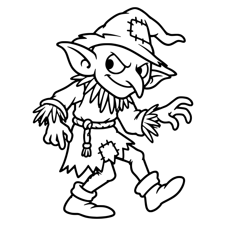 Walking Scarecrow Goblin With Rope Belt — free fantasy-creature SVG cut file