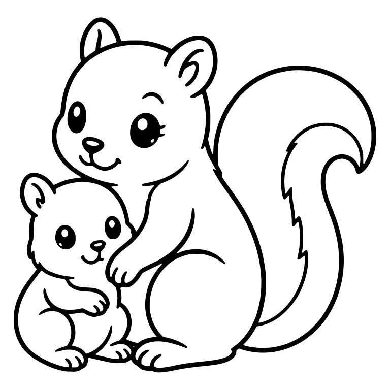 Squirrel Mother With Baby Sitting At Her Side — free animal SVG cut file