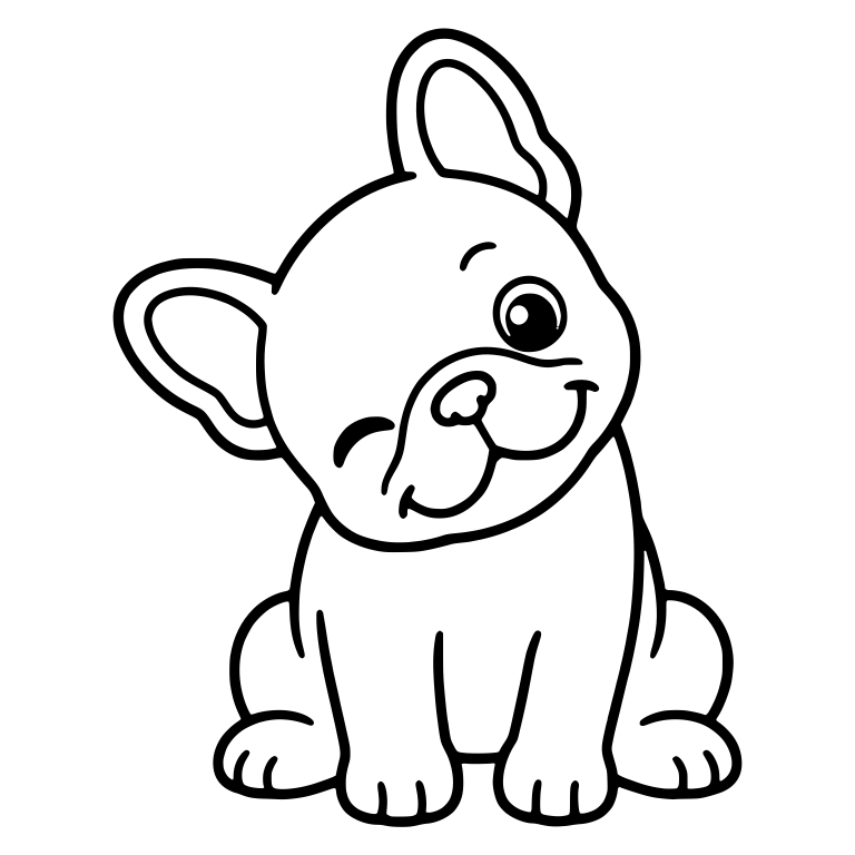 Winking French Bulldog Sitting Front Paws Together — free animal SVG cut file
