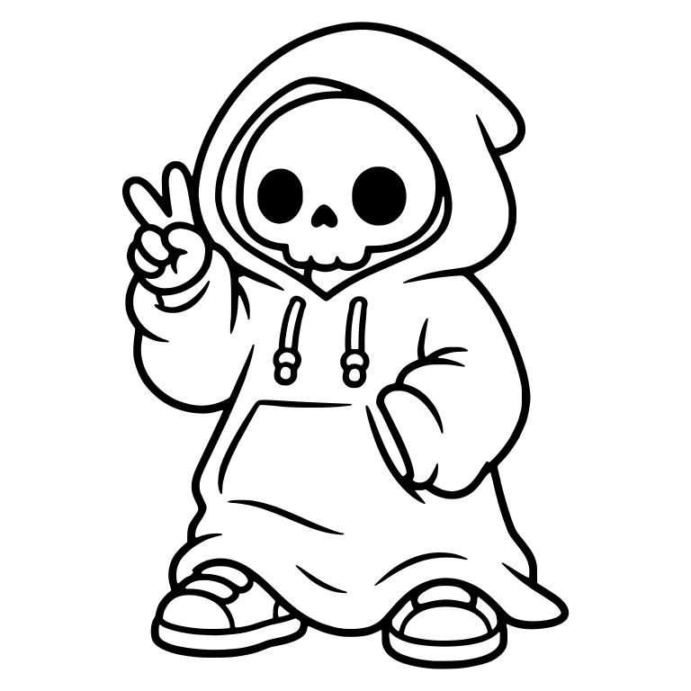 Hoodie Grim Reaper Flashing Peace Sign — free characters SVG cut file