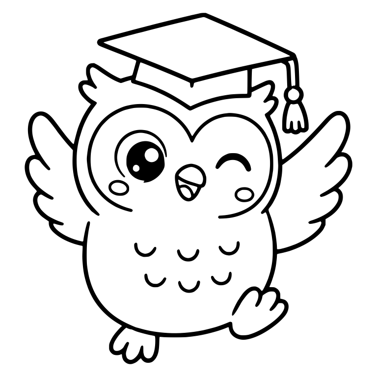 Winking Owl in Graduation Cap Celebrating with Wings Up — free animal SVG cut file