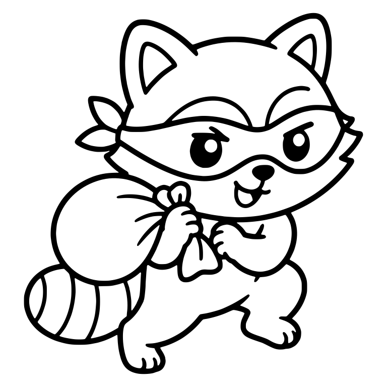 Sneaky Bandit Raccoon with Loot Sack — free animal SVG cut file