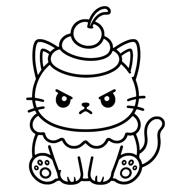 Grumpy Kitten in Cherry Frosting Hat with Liner Collar — free animal SVG cut file